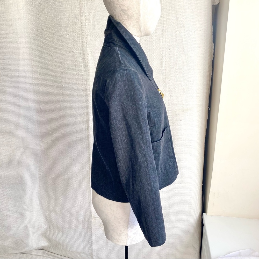 3.1 Phillip Lim M Stretch Denim Blazer Grey Black Casual Jean Jacket Spring Fall - Picture 6 of 10